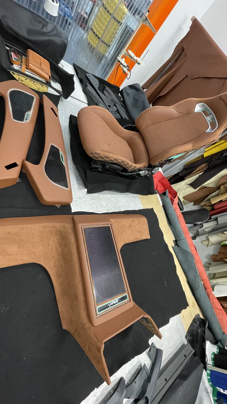 Dodge Viper full interior set with custom tan leather upholstery